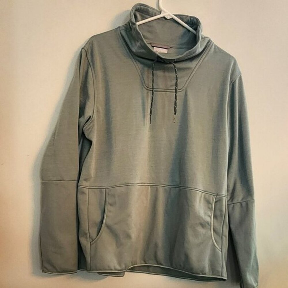 Columbia Pullover-Women's XL-Green-Fleece Lined-Drawstring Neck-Excellent Cond.